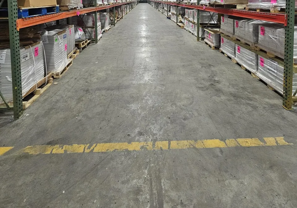 Loaded pallet racks inside the warehouse