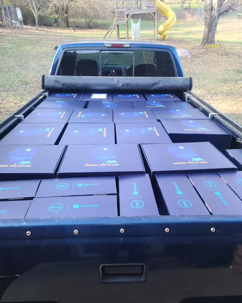 Finished kits loaded in a pickup truck bed